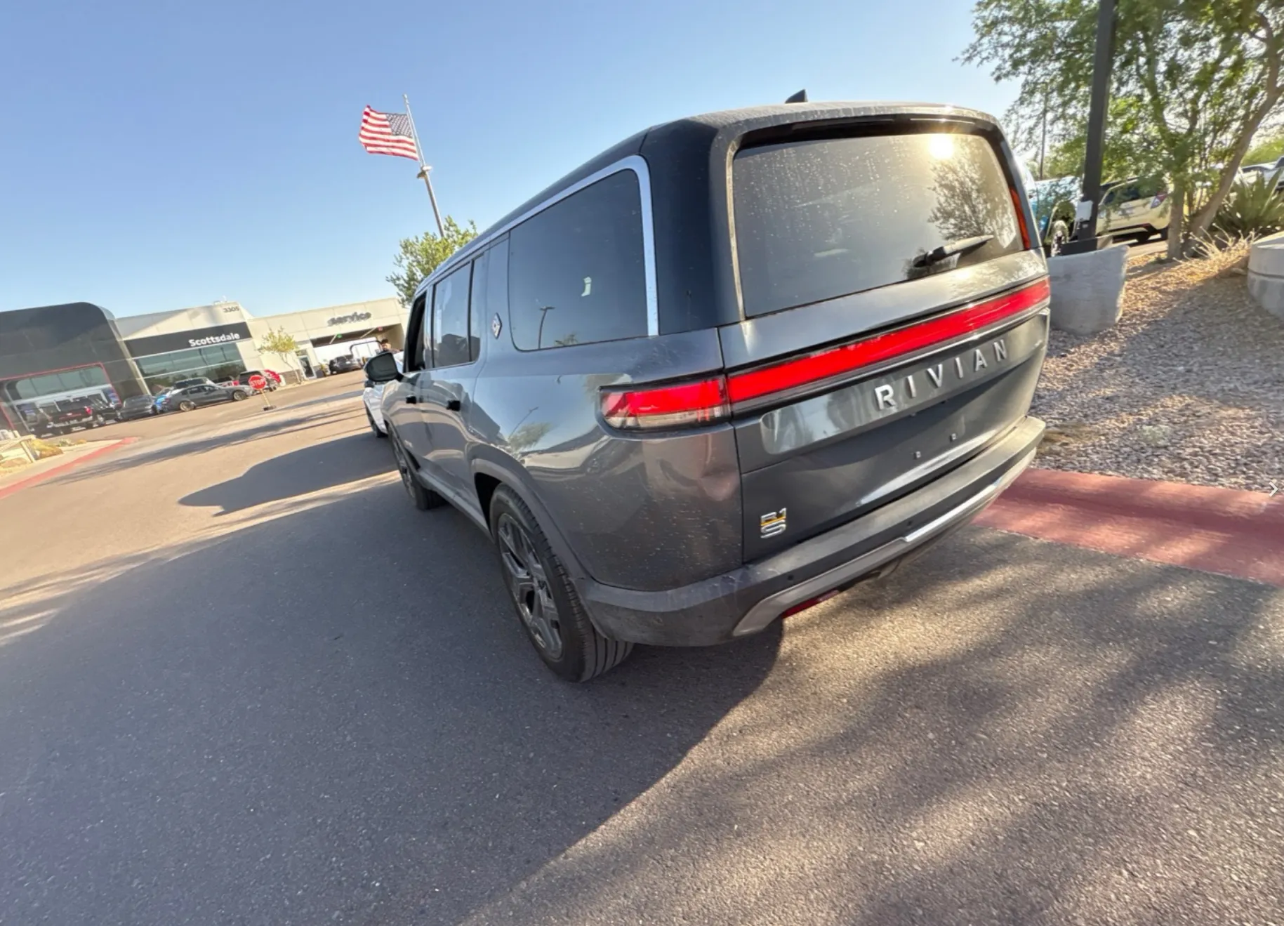 An electric vehicle we shipped, at pickup or delivery