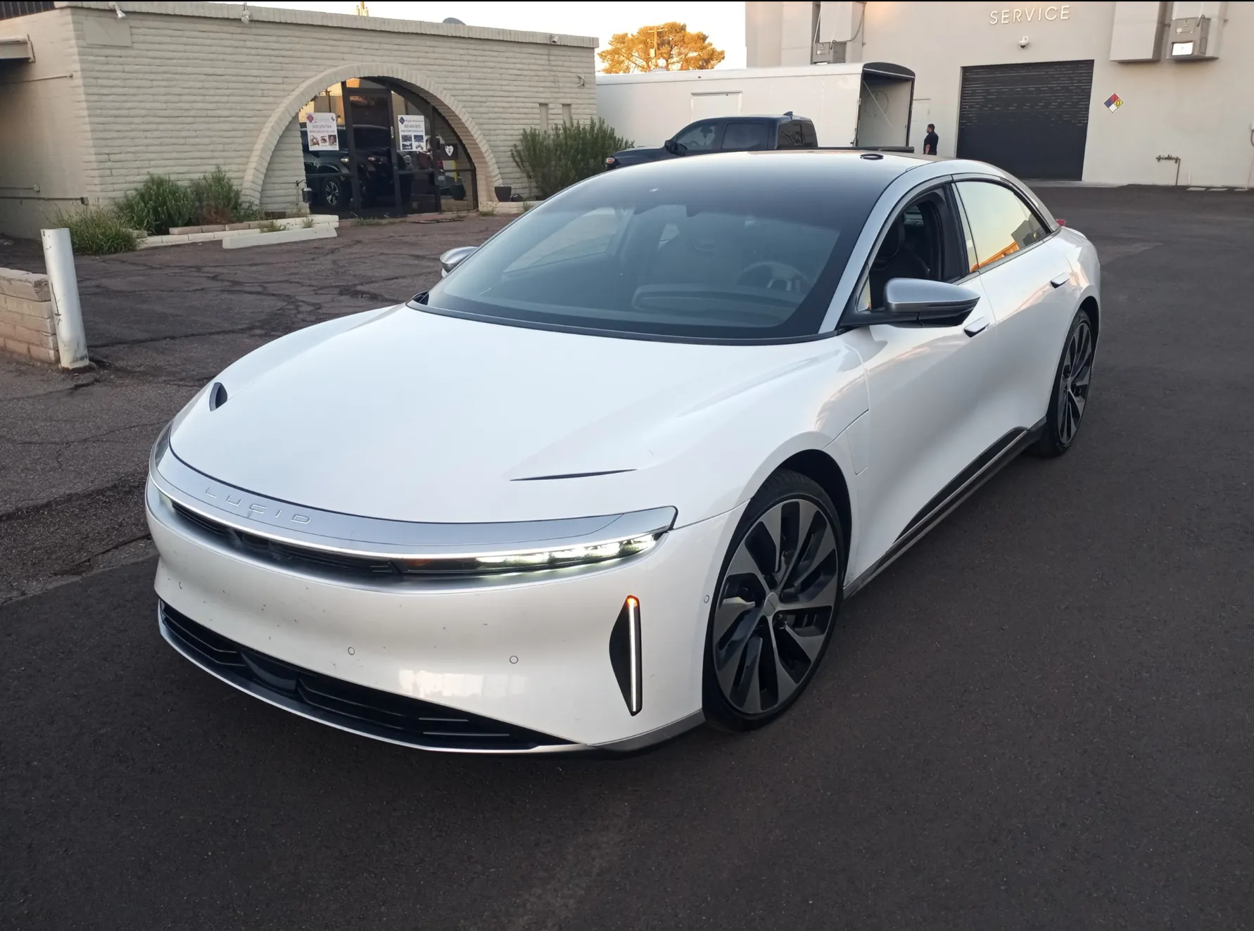 An electric vehicle we shipped, at pickup or delivery