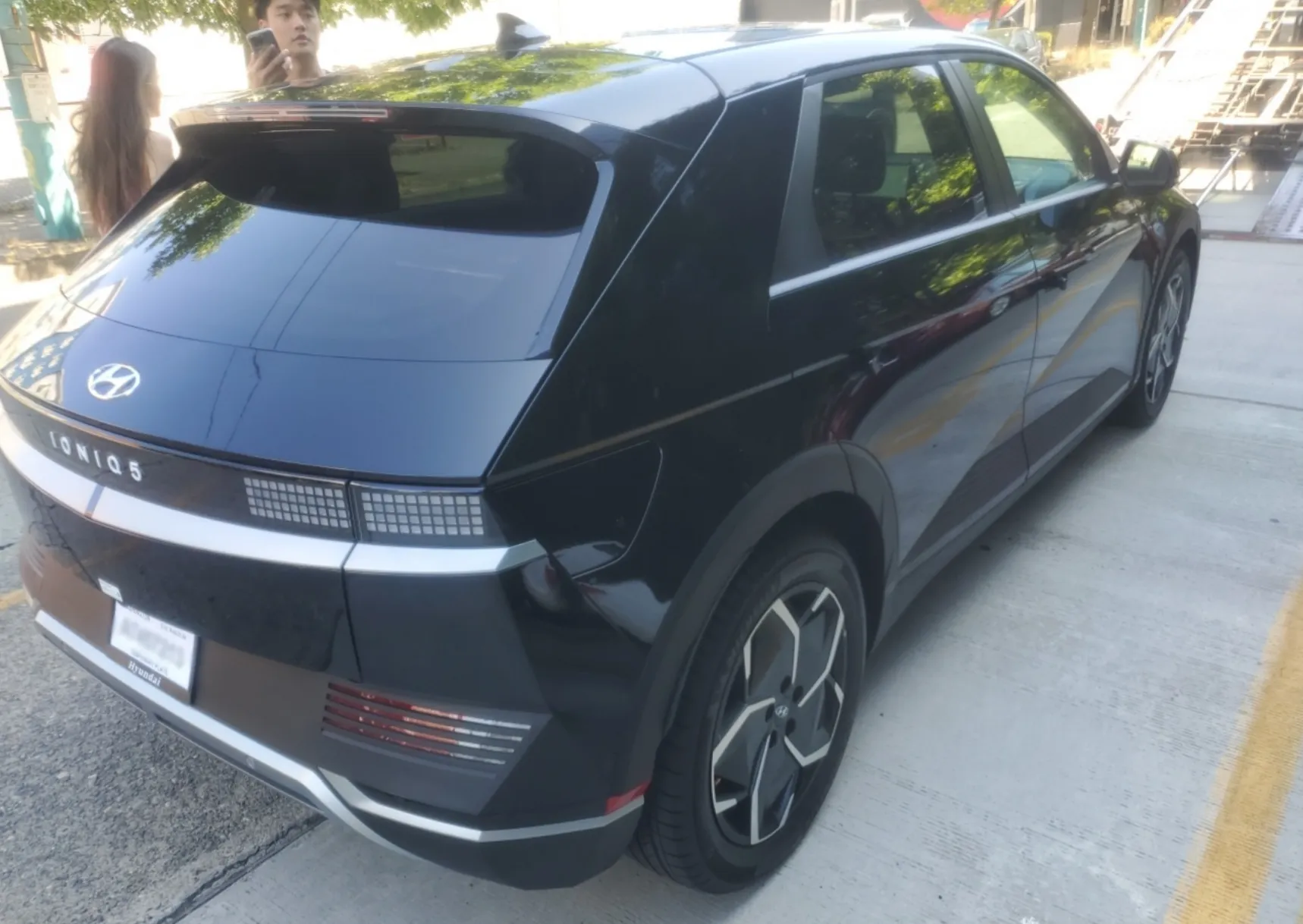 An electric vehicle we shipped, at pickup or delivery