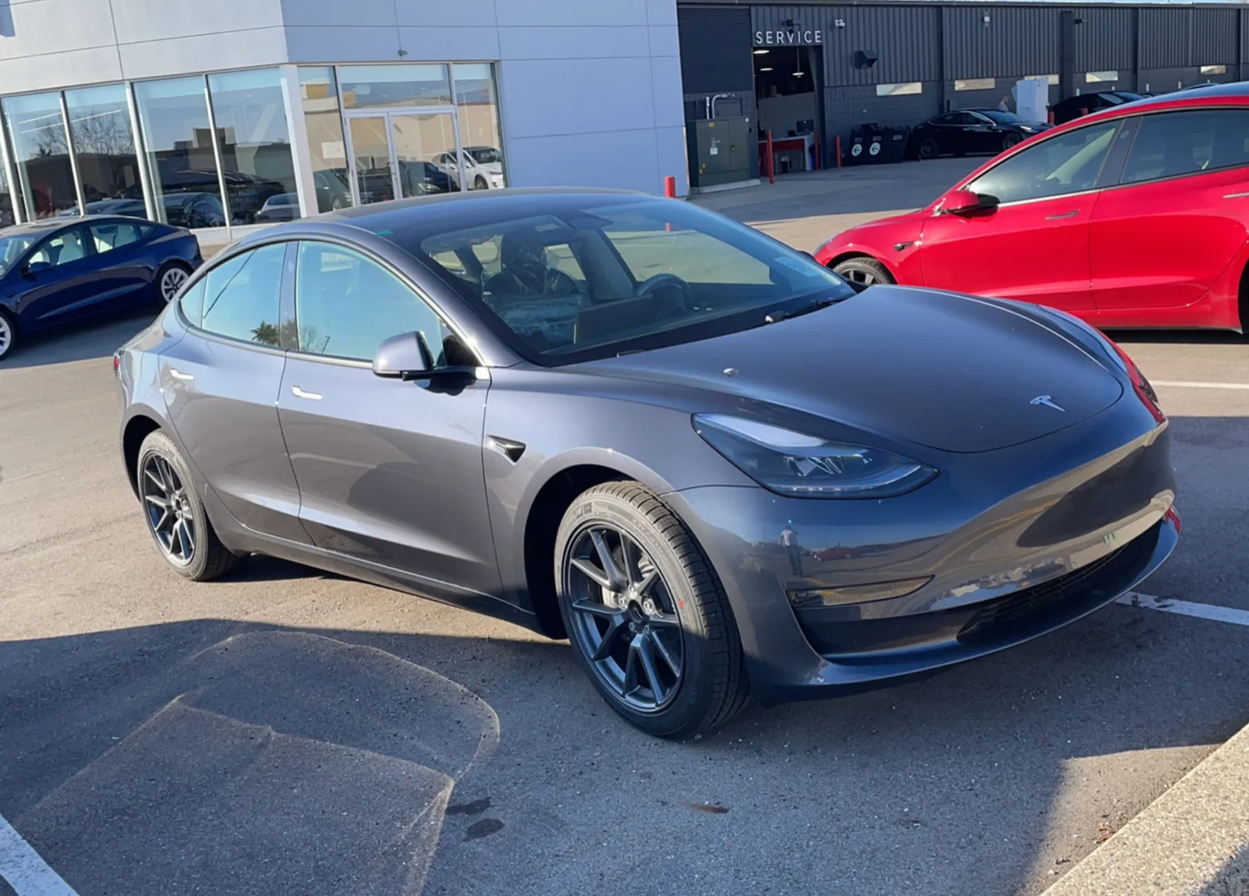 An electric vehicle we shipped, at pickup or delivery